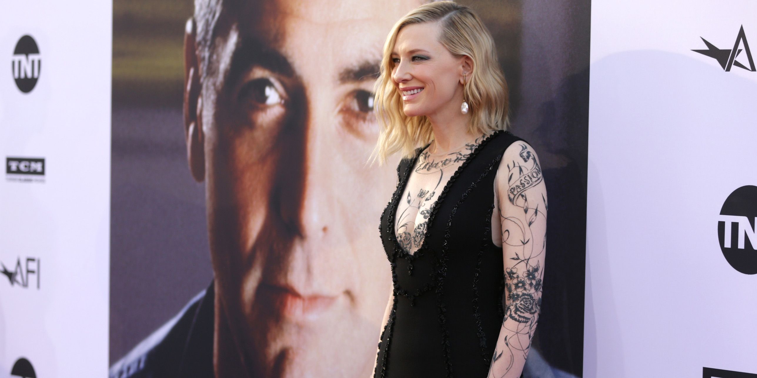 prompthunt high resolution image of cate blanchett with full body tattoo   highly detailed photorealistic 4k