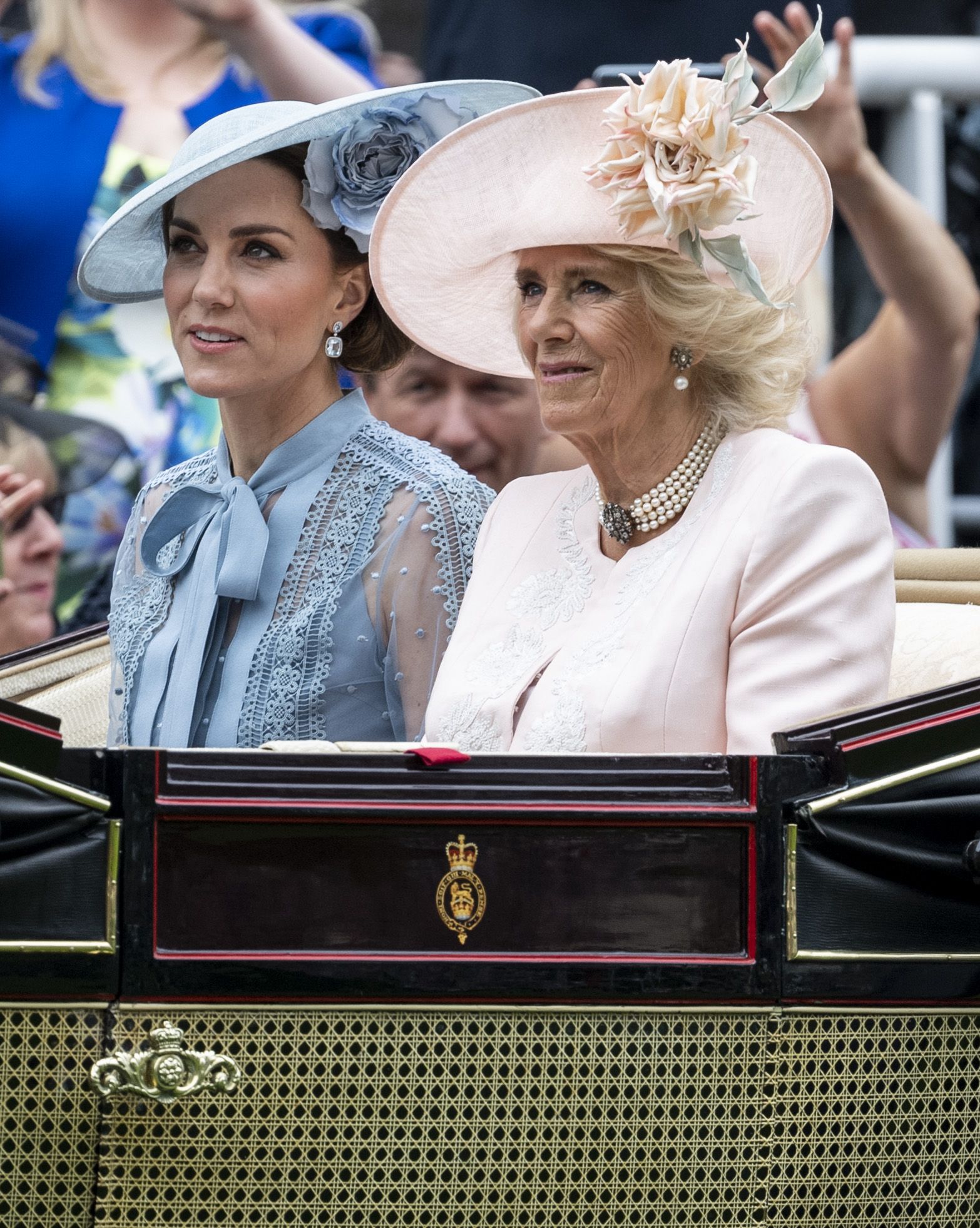 Ascot Races England UK 1986 scanned in 2018 the British Royal Family arrive  and walk about at Royal Ascot in 1986. Queen Mother Members of the public  dressed in fine hats and