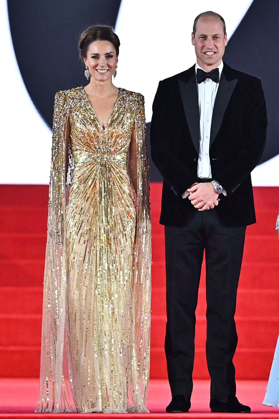 Kate Middleton Attends No Time to Die Premiere in Gold Sequin Gown