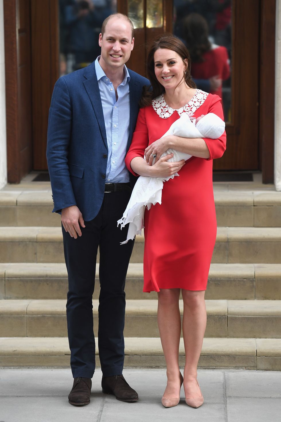 the duke  duchess of cambridge depart the lindo wing with their baby boy