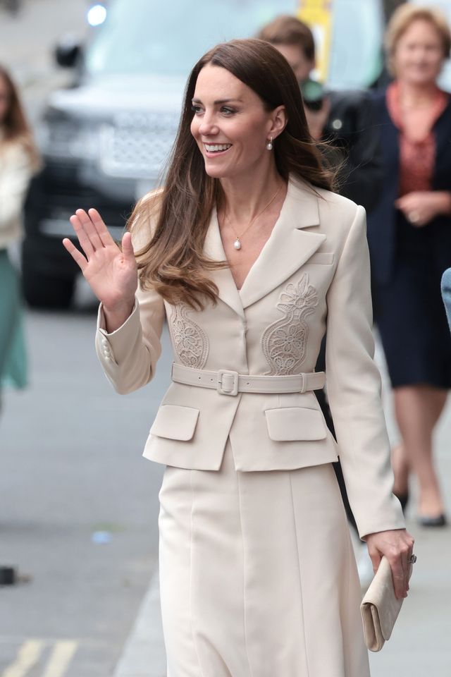Kate Middleton Wears Chic Cream Blazer and Skirt Out in London
