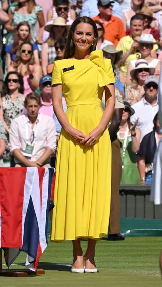 the duchess of cambridge attends the wimbledon women's singles final