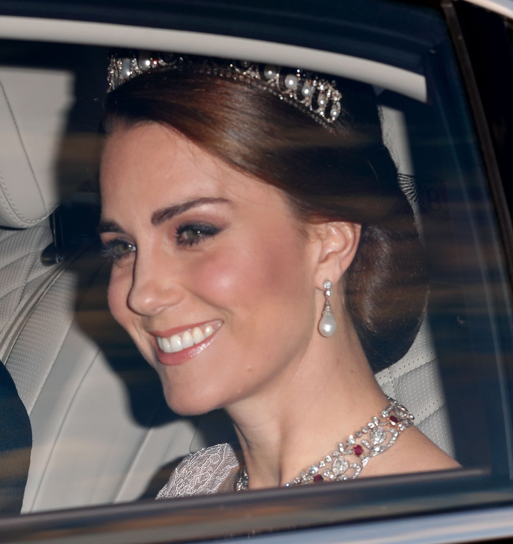 Kate Middleton pairs the Lotus Flower Tiara with voluminous hair