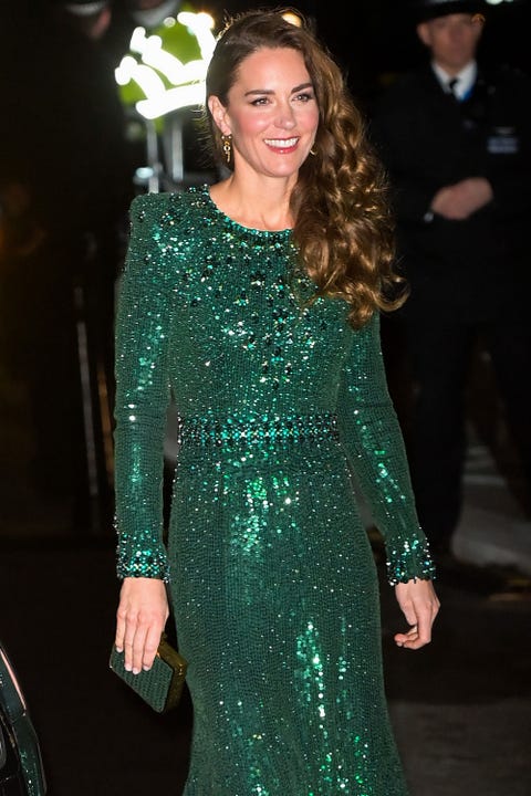 Kate Middleton Wears Sparkly Green Column Dress for 2021 Royal Variety ...