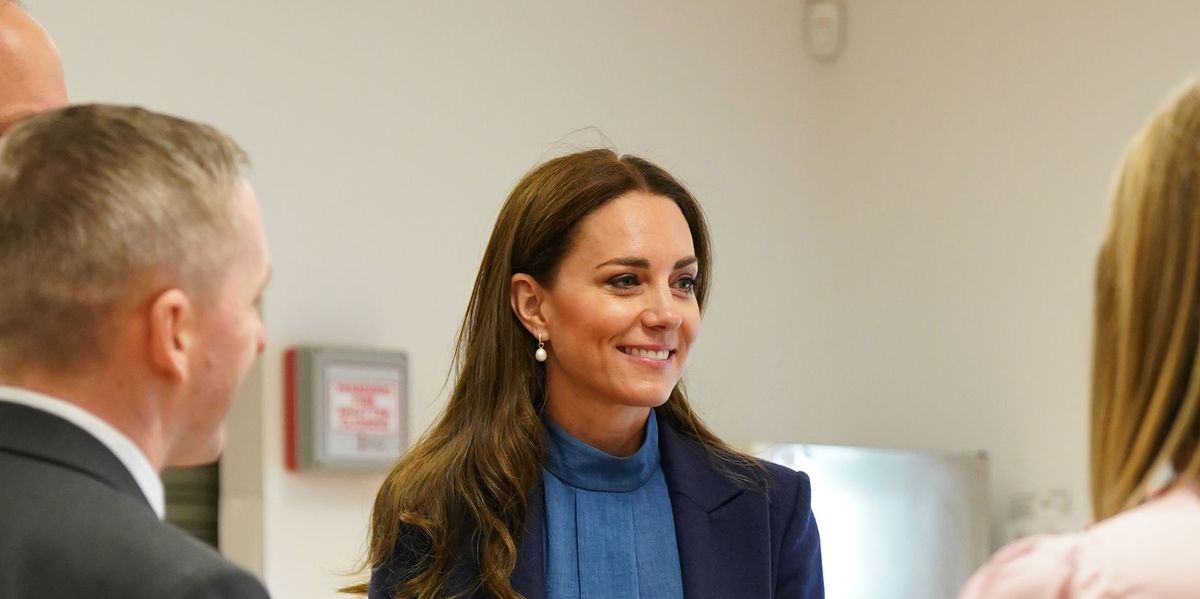 Kate Middleton Wears Blue Blouse and Navy Pants During Scotland Trip