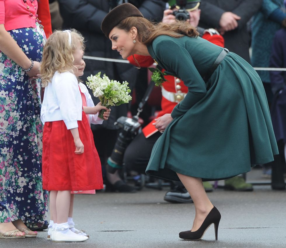 the duchess of cambridge visits the irish guards on their st patrick's day parade