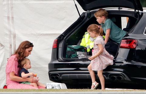 Kate Middleton was spotted with Prince George, Princess Charlotte, and Prince Louis at a recent charity polo match