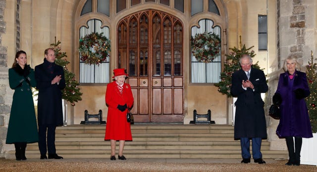 members of the royal family thank volunteers and key workers at windsor castle