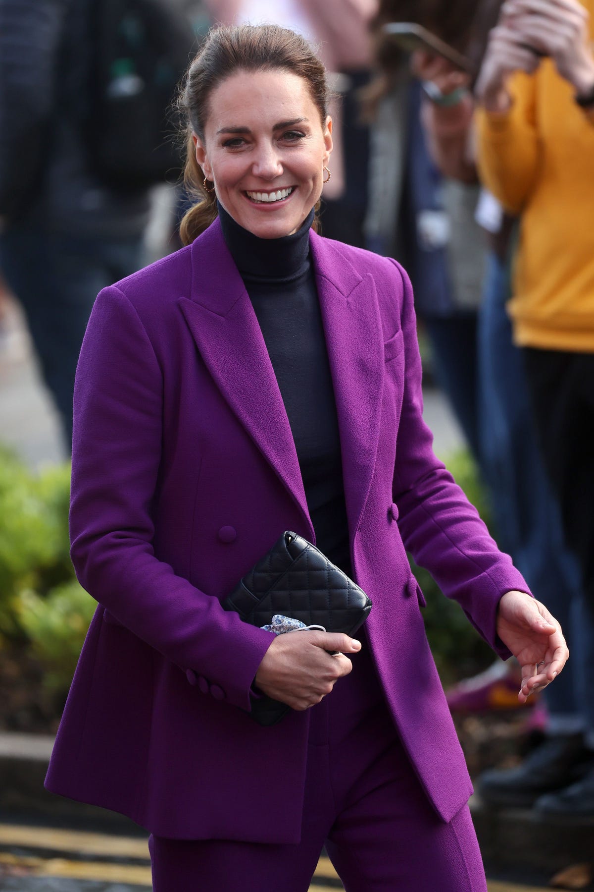 Kate Middleton Purple Pantsuit Outfit In Northern Ireland Photos