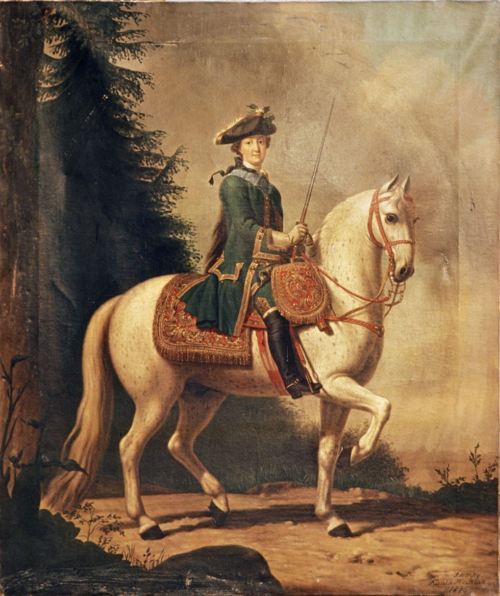 Paardrijden was een van de grote passies van Catharina de Grote