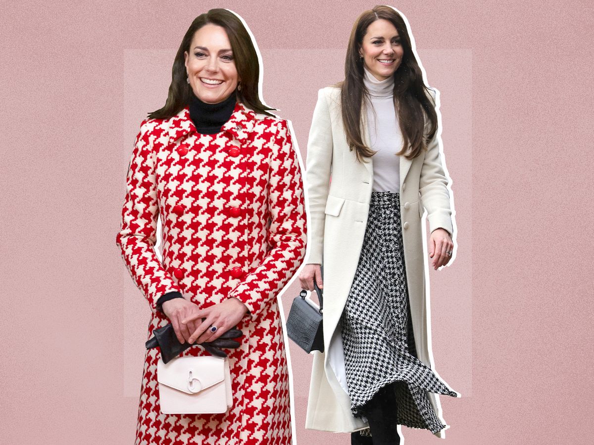 Kate Middleton wears matching houndstooth coat to Princess Diana