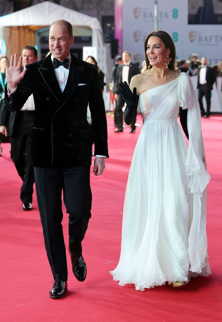 the prince and princess of wales attend the ee bafta film awards 2023