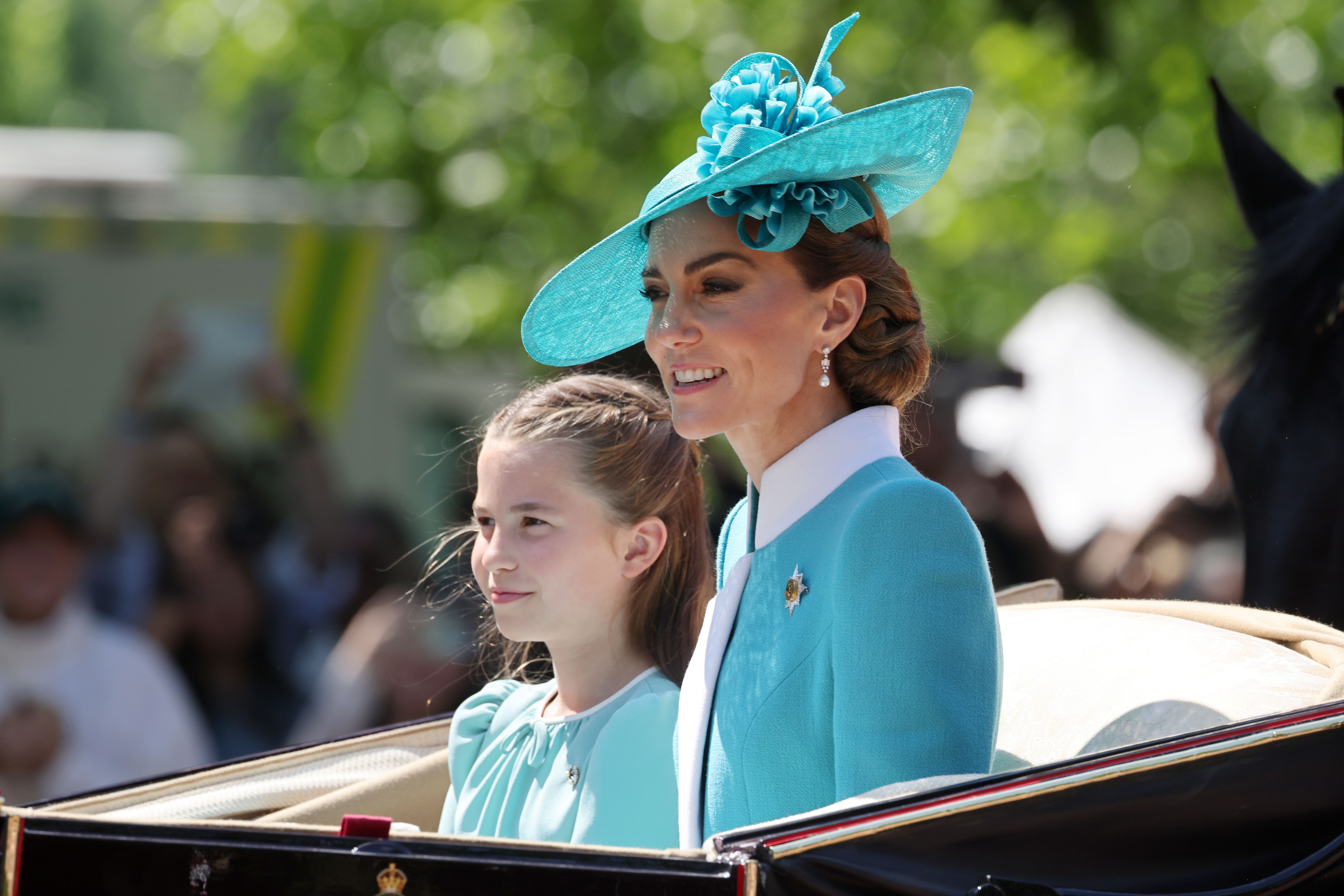 Kate Middleton and Princess Charlotte Twin In Aquamarine For Trooping the Colour