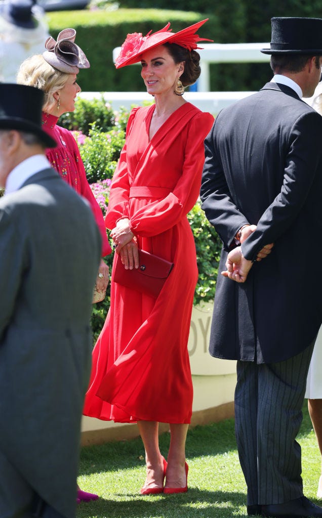 Kate Middleton Wears Red Alexander McQueen Dress at Royal Ascot 2023 ...