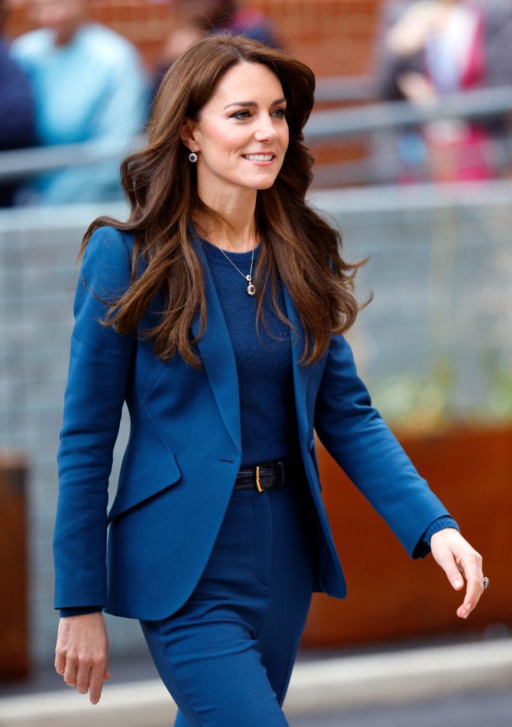 Kate Middleton Nails Her Work Uniform in a Blue Suit Tailored to Perfection