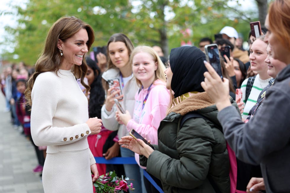 Kate Middleton Wears Matching Cream Sézane Sweater Set in Nottingham ...