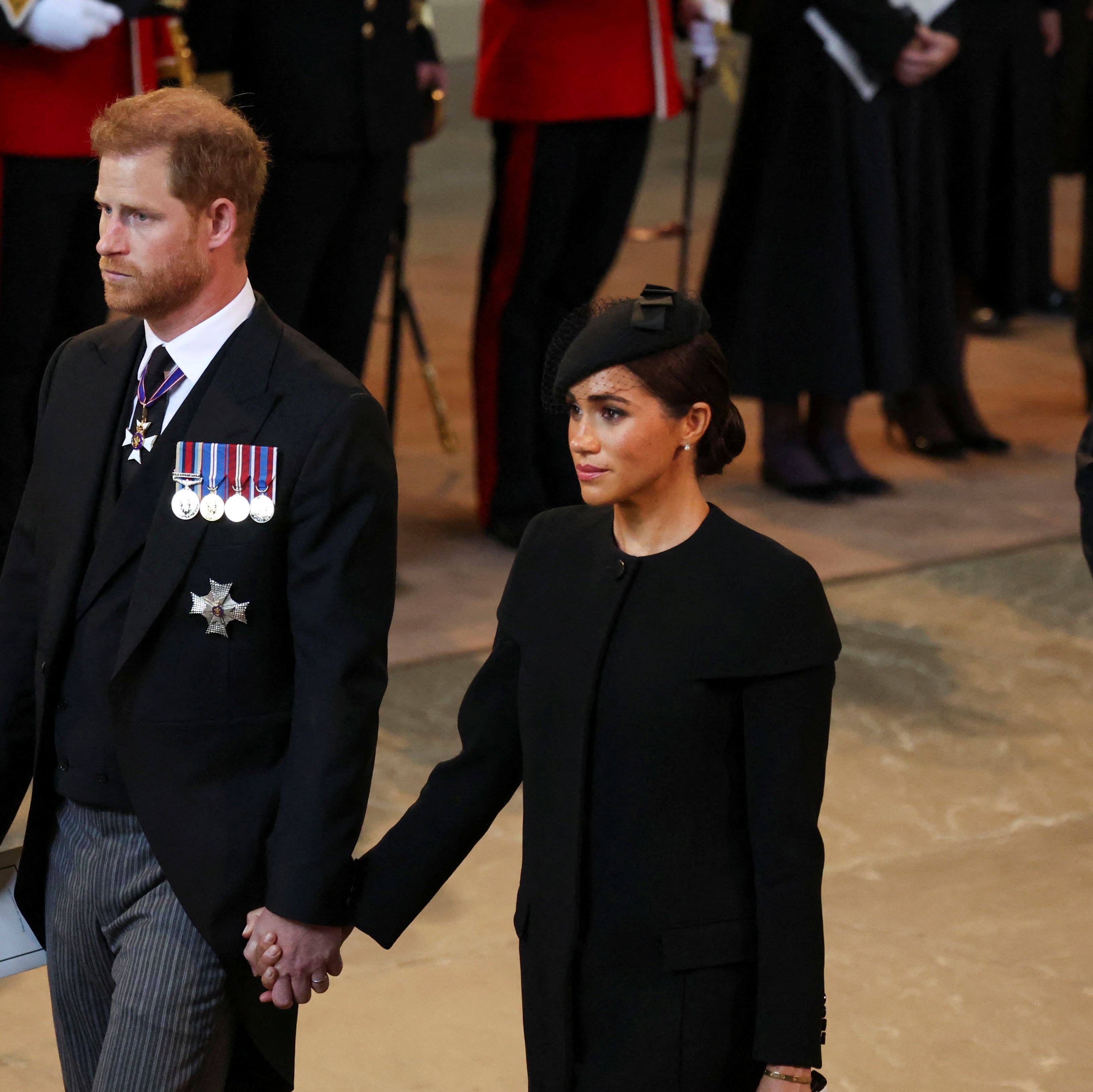 The couple's extended visit following the Queen's death has come to an end.