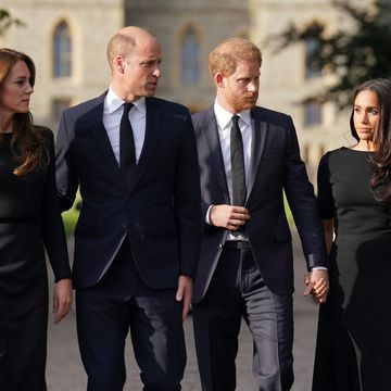 the prince and princess of wales accompanied by the duke and duchess of sussex greet wellwishers outside windsor castle