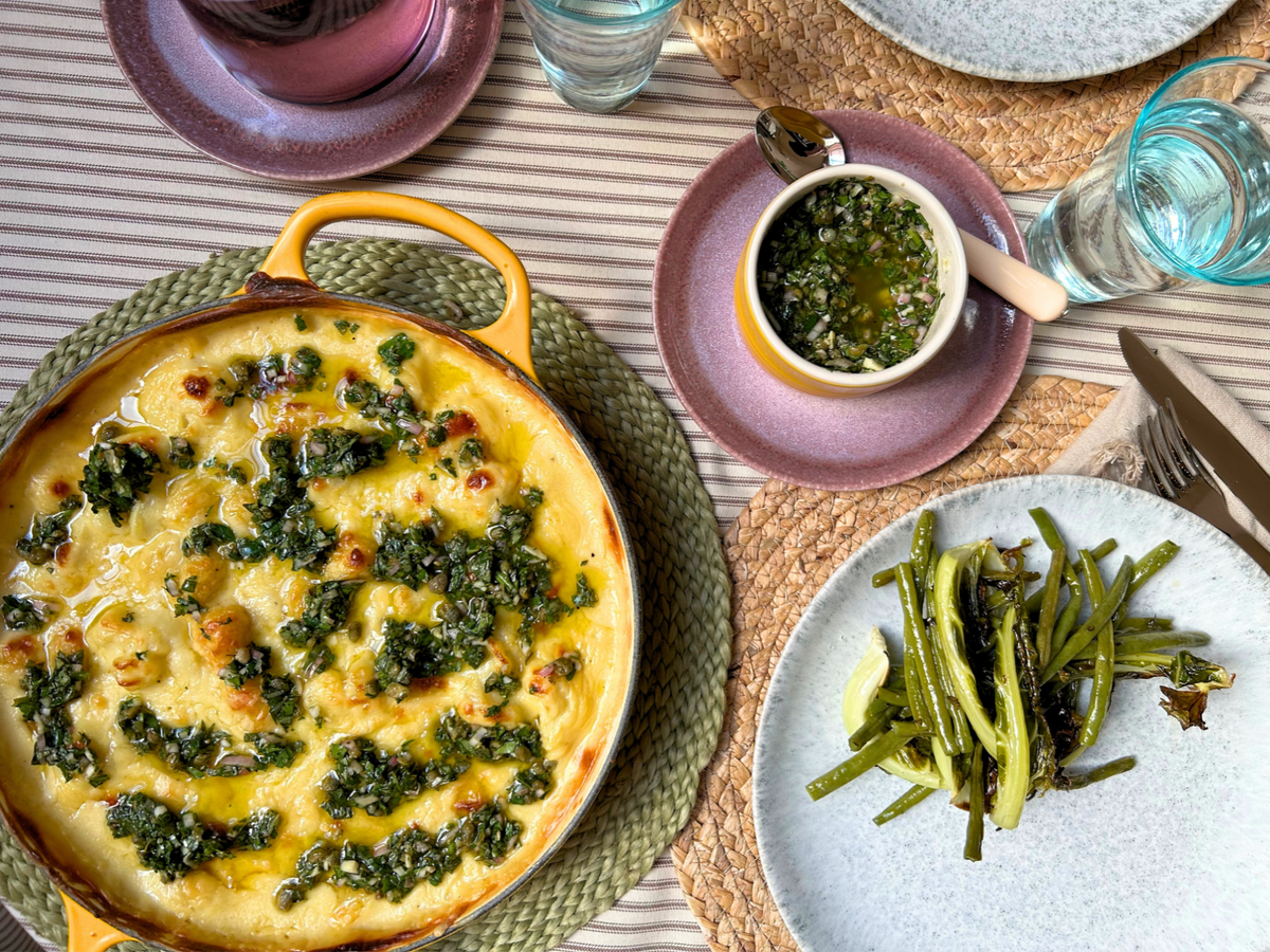 preview for Cauliflower cheese gnocchi bake with salsa verde