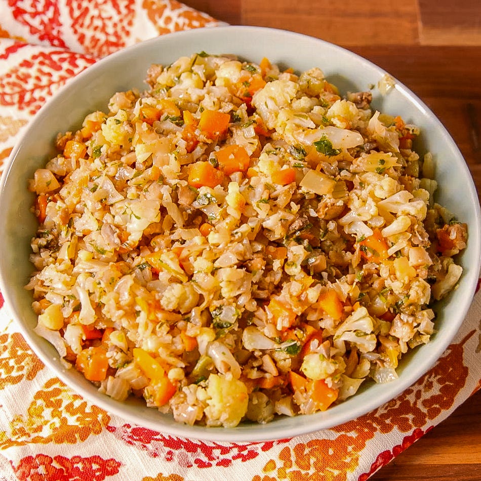cauliflower and veggies in a stuffing