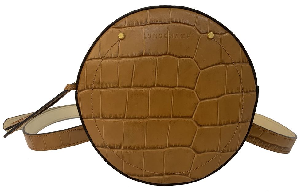 Longchamp Cavalcade Croco系列鱷魚壓紋圓形腰包，