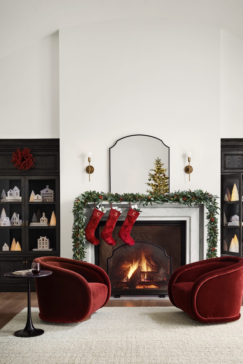 a fireplace with a fire in it
