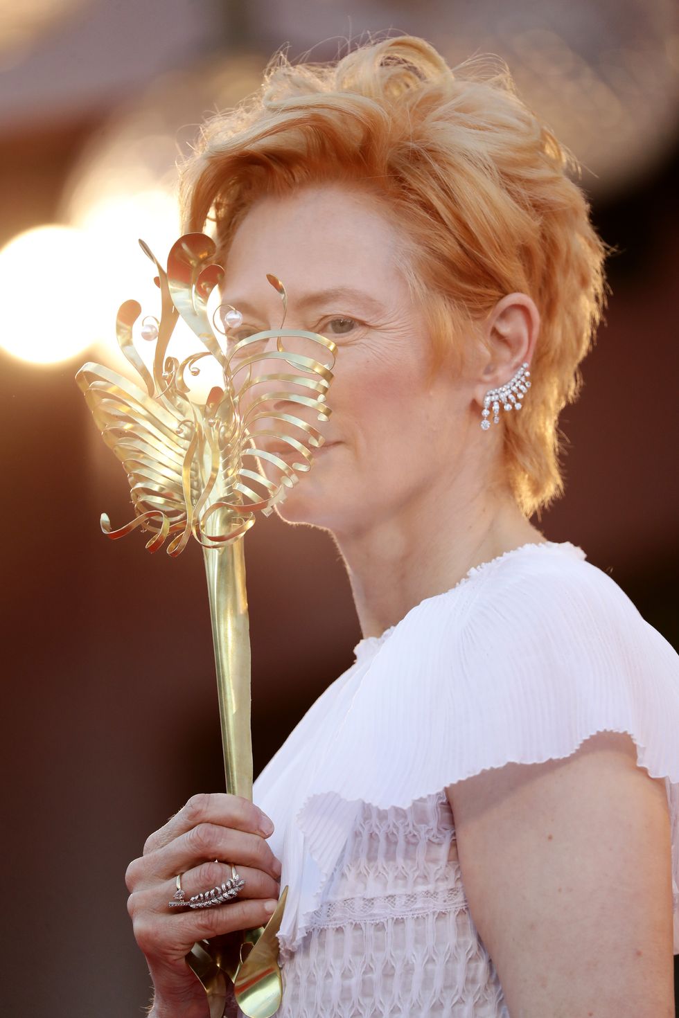 venice, italy   september 02 actress tilda swinton walks the red carpet ahead of the opening ceremony and the lacci red carpet during the 77th venice film festival at  on september 02, 2020 in venice, italy photo by vittorio zunino celottogetty images