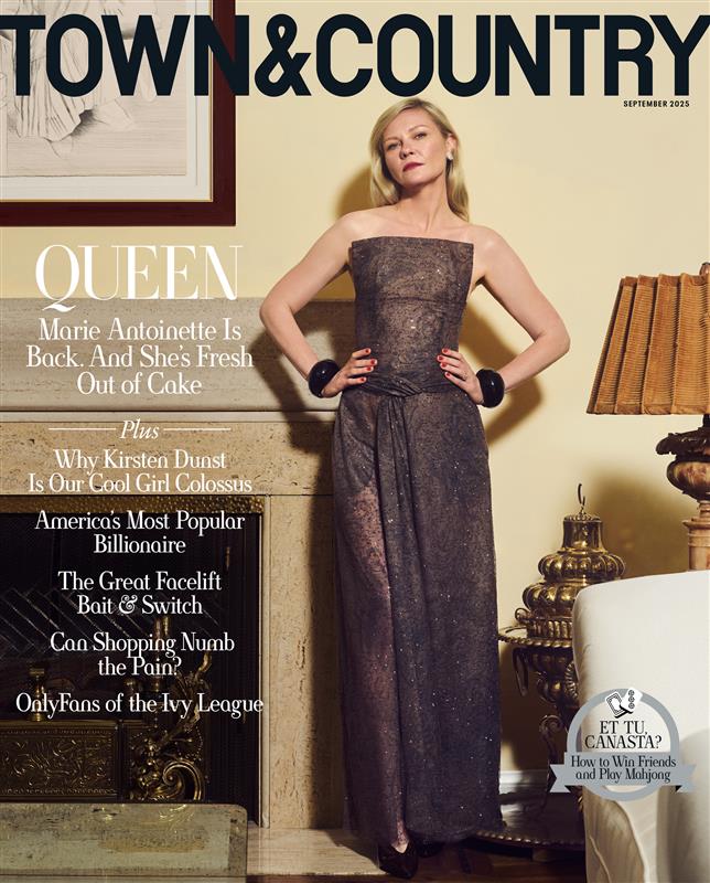 Magazine cover featuring a fashion model in a formal dress with accompanying articles.