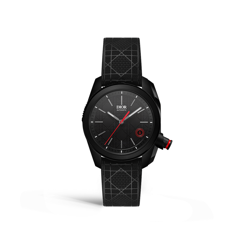 a black watch with red lights