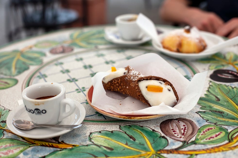 cefalu, italy, 2021 cannoli cake iconic sicily dessert