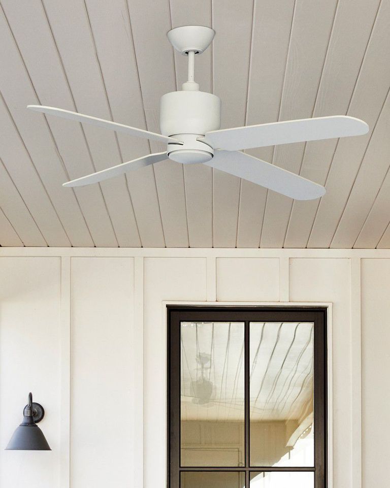 white fan on porch
