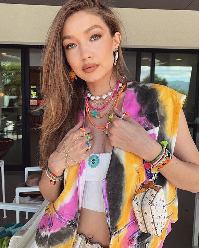 Gigi Hadid Wears Tie-Dye To Coachella's Kick-Off Weekend