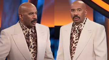 steve harvey reacts on family feud