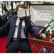 Selfie in front of open casket