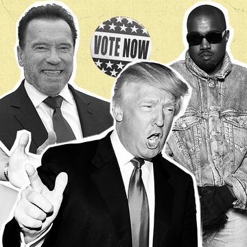 a collage of celebrities who have entered into politics including trump kanye the rock and caitlyn jenner