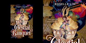 cover design for a fantasy book titled celestial banquet by roselle lim