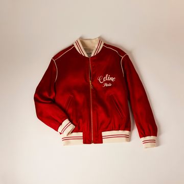 a red and white jacket