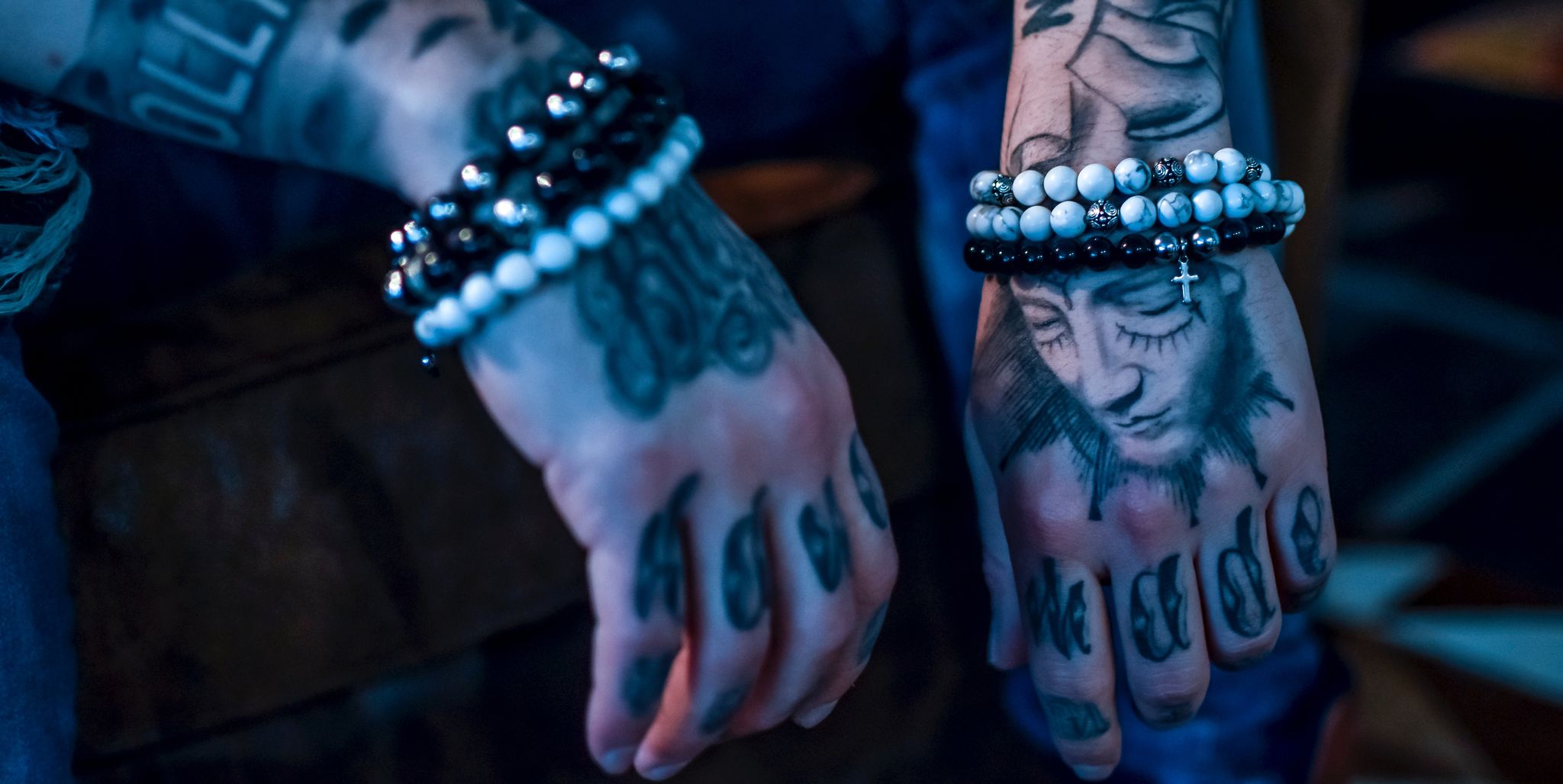 Blue, Tattoo, Hand, Arm, Cool, Finger, Wrist, Human, Flesh, Photography, 