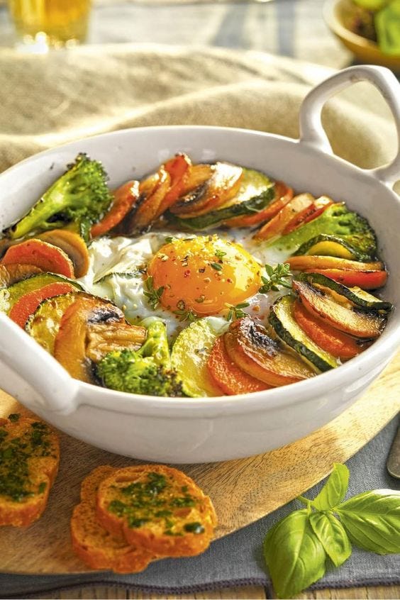cenas sanas verduras con huevo