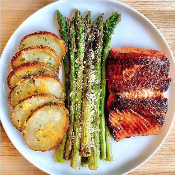 cenas sanas salmón con verduras