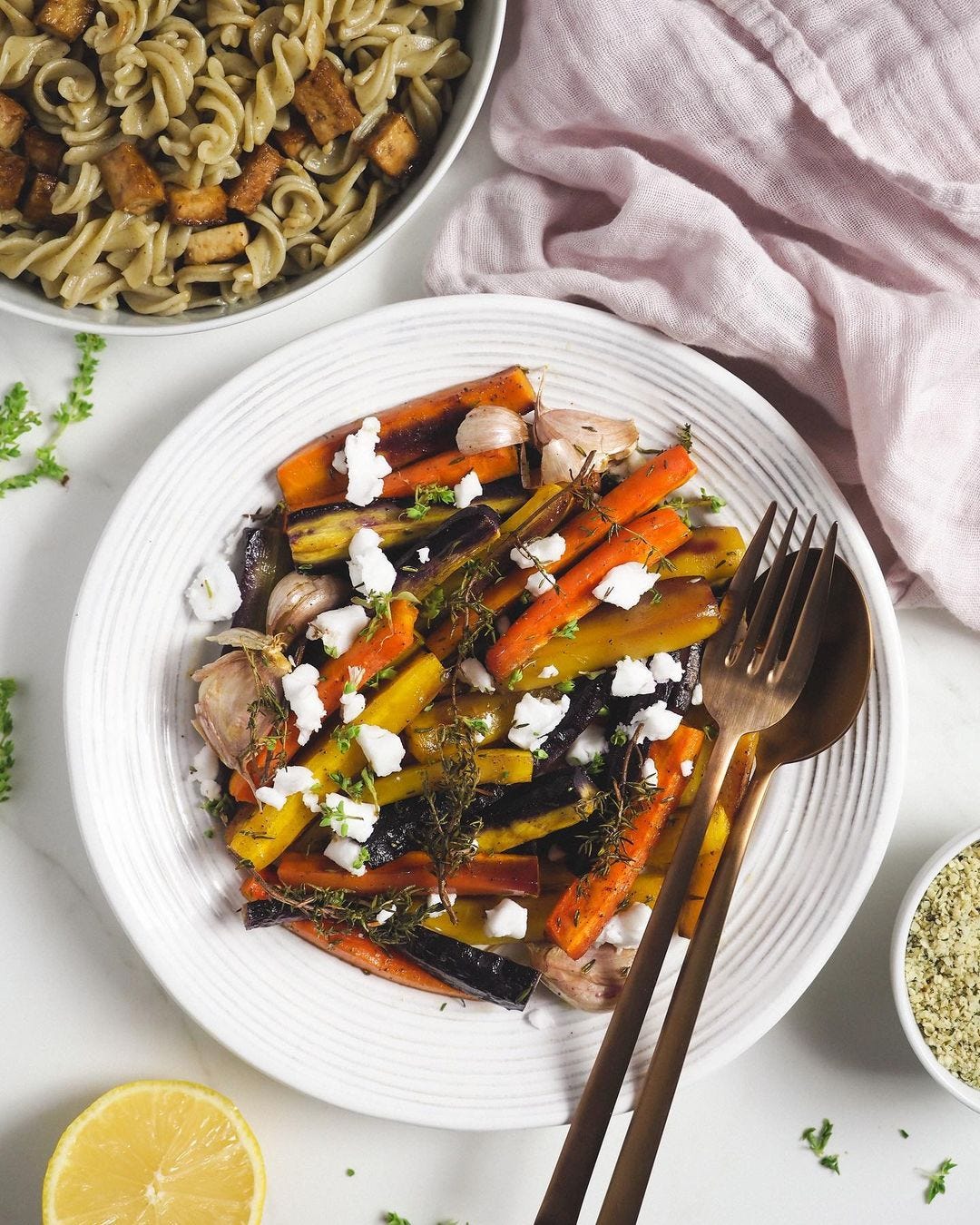 cenas sanas zanahorias de colores al horno