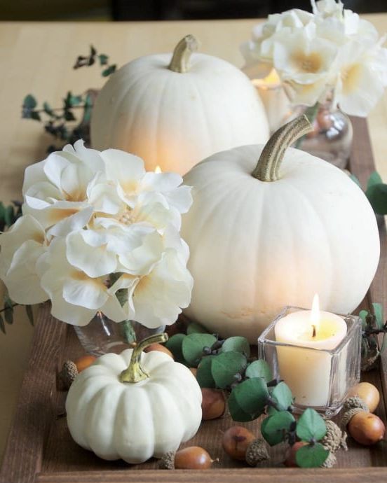 white pumpkin decor ideas candle