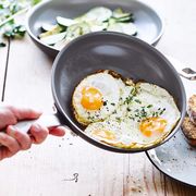 fried eggs on greenpan saute pan