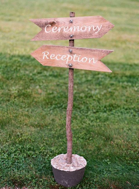 ceremony reception wedding sign