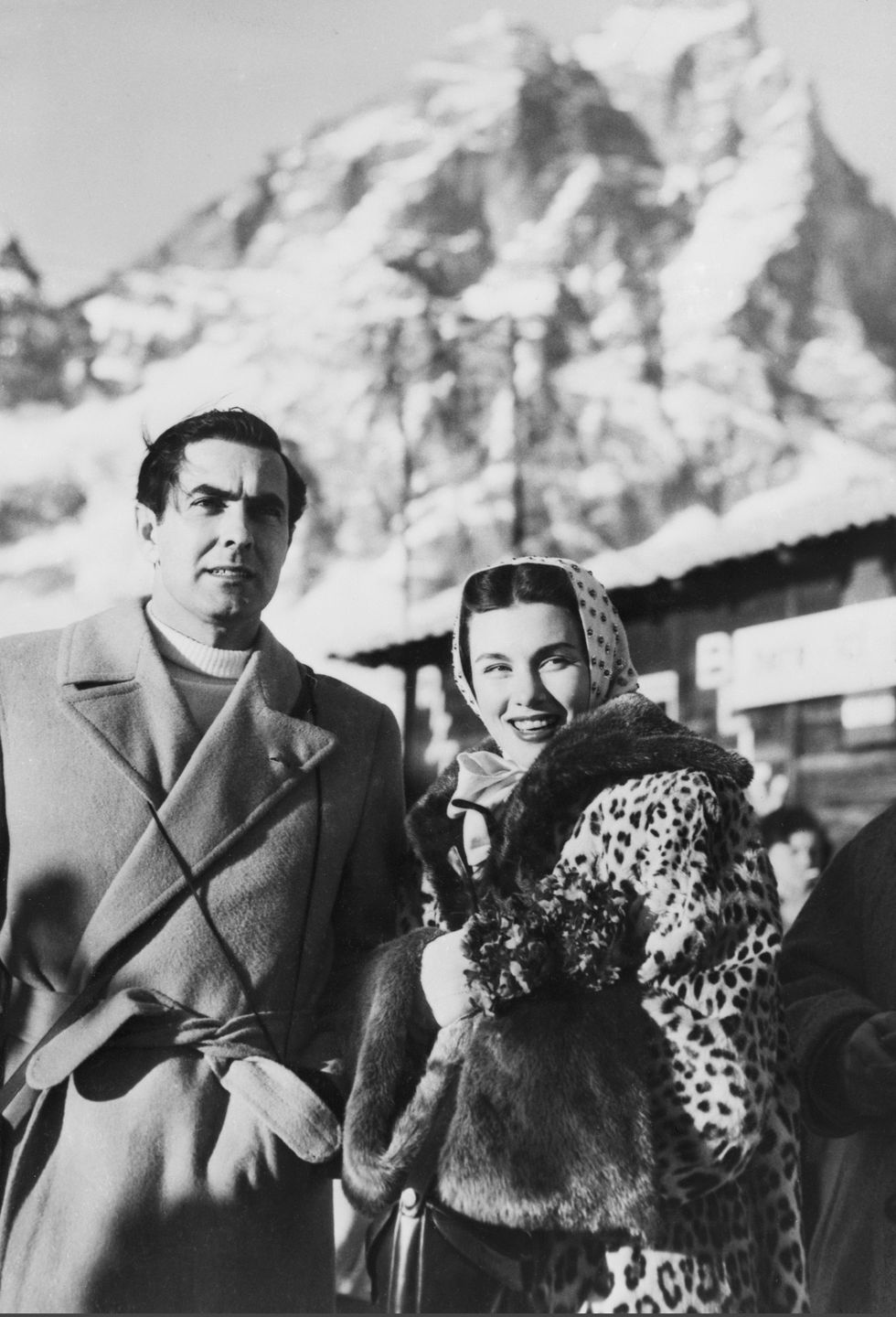 tyrone power and wife linda christian in the italian alps