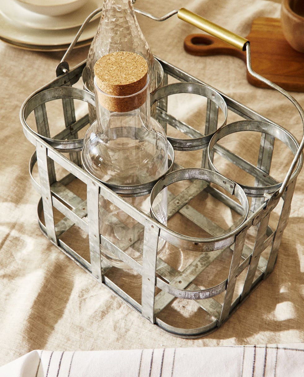 cesta botellero de metal galvanizado