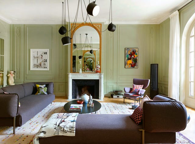paris home in calming green belonging to jeweller seiichi