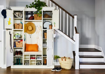 Shelf, Shelving, Furniture, Room, Product, Interior design, Stairs, Home, House, Building, 