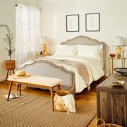 Bedroom, Bed, Furniture, Room, Bed sheet, Bed frame, Bedding, Interior design, Nightstand, Floor, 