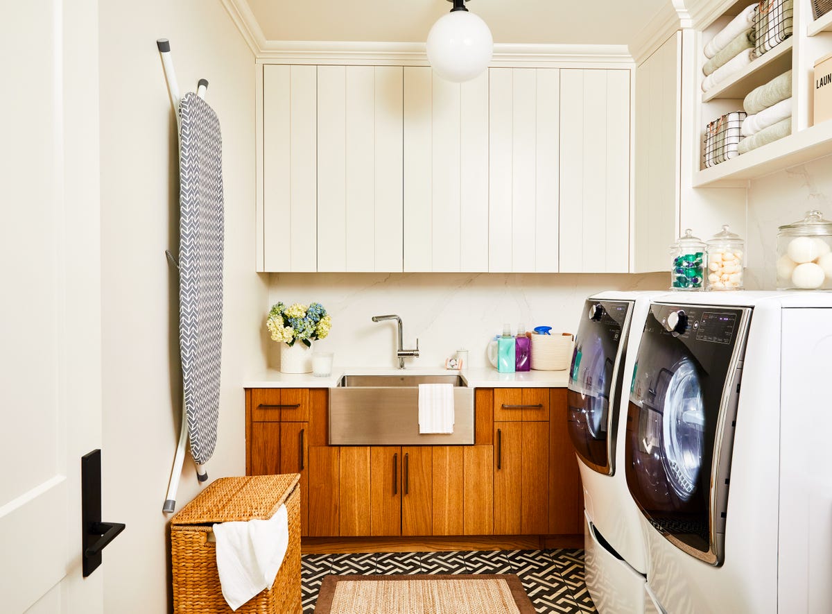 Pretty Laundry Room Organization - Domestically Blissful